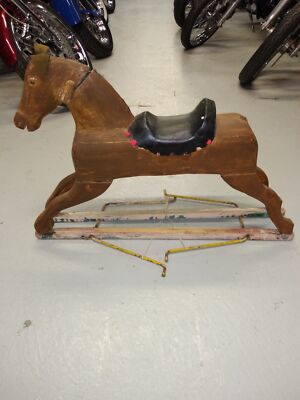 Antique 1890s Primitive Childs Wooden Hobby Horse Rocking Slide