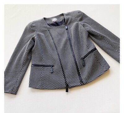Vince Camuto Polka Dot Moto Blazer Jacket Women’s Size 10 Petite EUC
