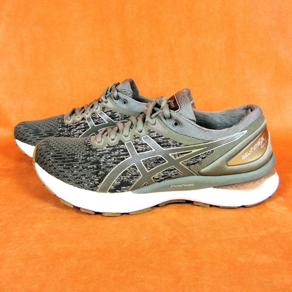 Asics Gel-Cumulus 22 Mujer Zapatos para Correr Verde Salvia Dorado Tenis Talla 8 En muy buena condición Foto 2 de 4