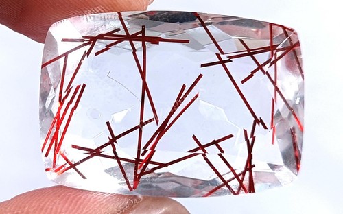 120.00CT Cushion Cut Red Rutilated Quartz Certified Transparent Loose Gems 5NV - Picture 6 of 8