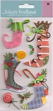RARE Vintage Jolee's Boutique 3-D Christmas STOCKINGS Theme 69888 Fast FREE Ship