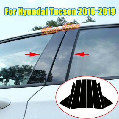 Fits Hyundai Equus Sedan 2013-up Black B-Pillars Glossy Piano Window Post Trim S 