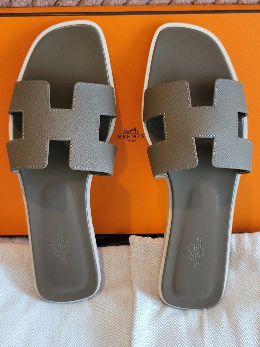 Hermes woman shoes classic leather slippers Epsom leather sandals