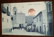 Cartolina d'epoca paesagg Italia Campania Napoli Riardo Piazza Chiesa