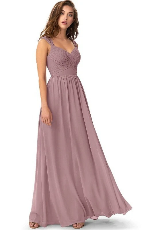 Azazie Raine Romantic Chiffon Long Backless Heart Formal Prom Flowy Dress  Siz A4 | eBay