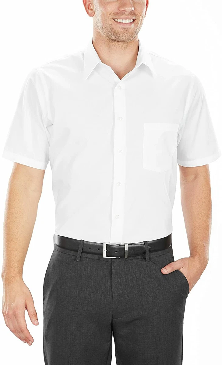Mens white short hot sale sleeve dress shirt
