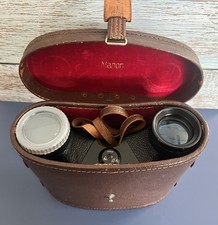 Vintage Manon 7x35 Extra Wide Angle Binoculars w/ Leather Case Strap – Japan