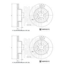2x BLUE PRINT BREMSSCHEIBEN 320mm INNENBELÜFTET VORNE passend für TESLA MODEL 3