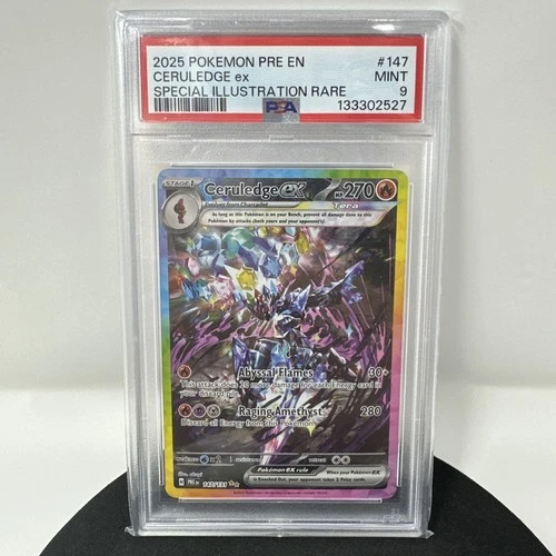 2025 POKEMON PRE EN-PRISMATIC EVOLUTIONS #147 CERULEDGE EX PSA 9