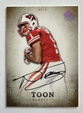 2012 Upper Deck SP Authentic Nick Toon #103 Gold rookie auto on card 5/5 Badgers. rookie card picture