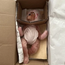 BLOSSOM 15in PINK FULLY JOINTED MOHAIR BEAR PORCELAIN FACE GEORGETTE ZLOMKE #98