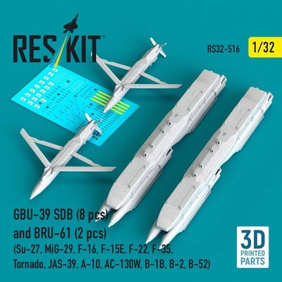 ResKit RS32-516 1:32 GBU-39 SDB (8 Stück) und BRU-61 (2 Stück)