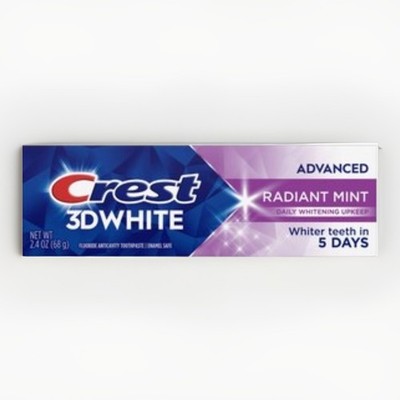 Crest 3D White Advanced Teeth Whitening Radiant Mint Toothpaste 2.4 oz Lot Of 4