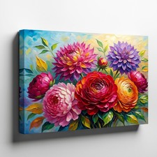 Colorful Flowers Bouquet Canvas Wall Art Floral Painting Home Decor Canvas Print
