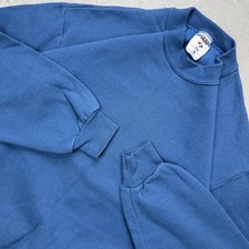 Vintage 90s Blue Blank Crewneck Sweatshirt Jerzees Made In USA Large