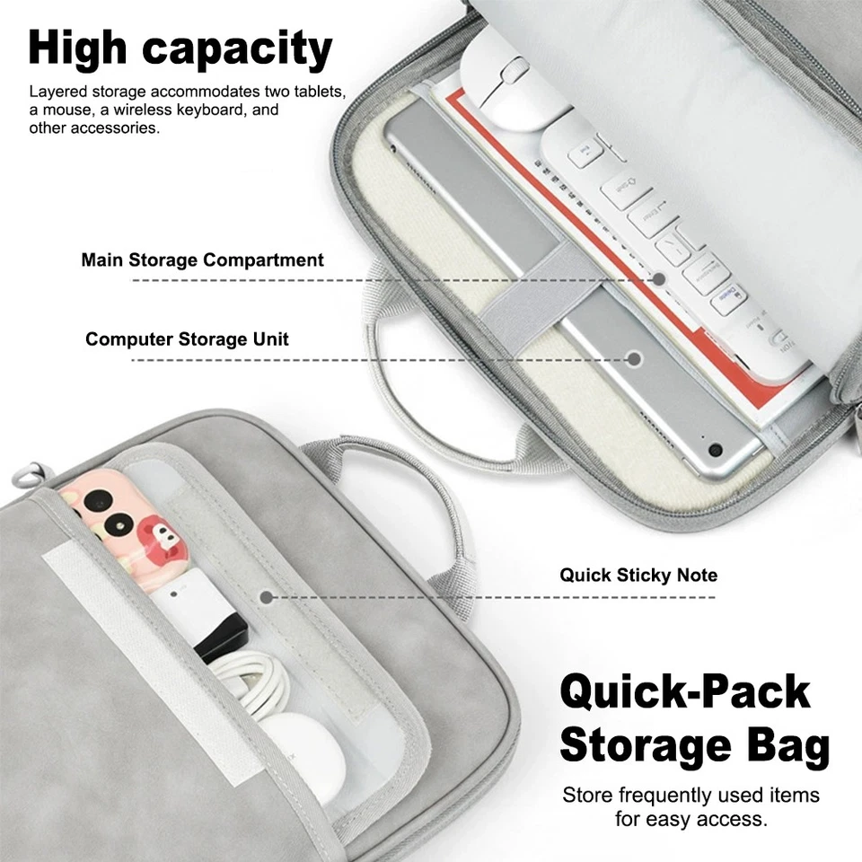 Funda para Tablet iPad 9-13 Pulgadas Bolso Asa Estuche de Transporte con Correa para el Hombro Foto 4 de 4