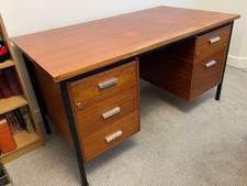 Wooden office desk with 5 drawers