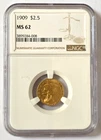 1909 INDIAN HEAD QUARTER EAGLE - $2.5 Gold Coin - NGC MS62