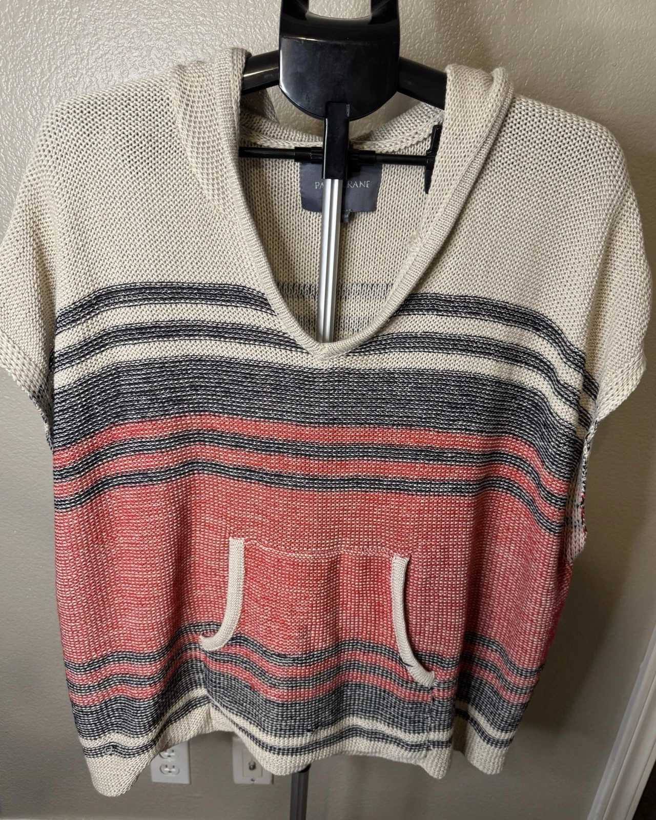 Paper Crane Hooded Sweater Poncho Boho Lagenlook Striped Knit Top L
Opens in a new window or tab