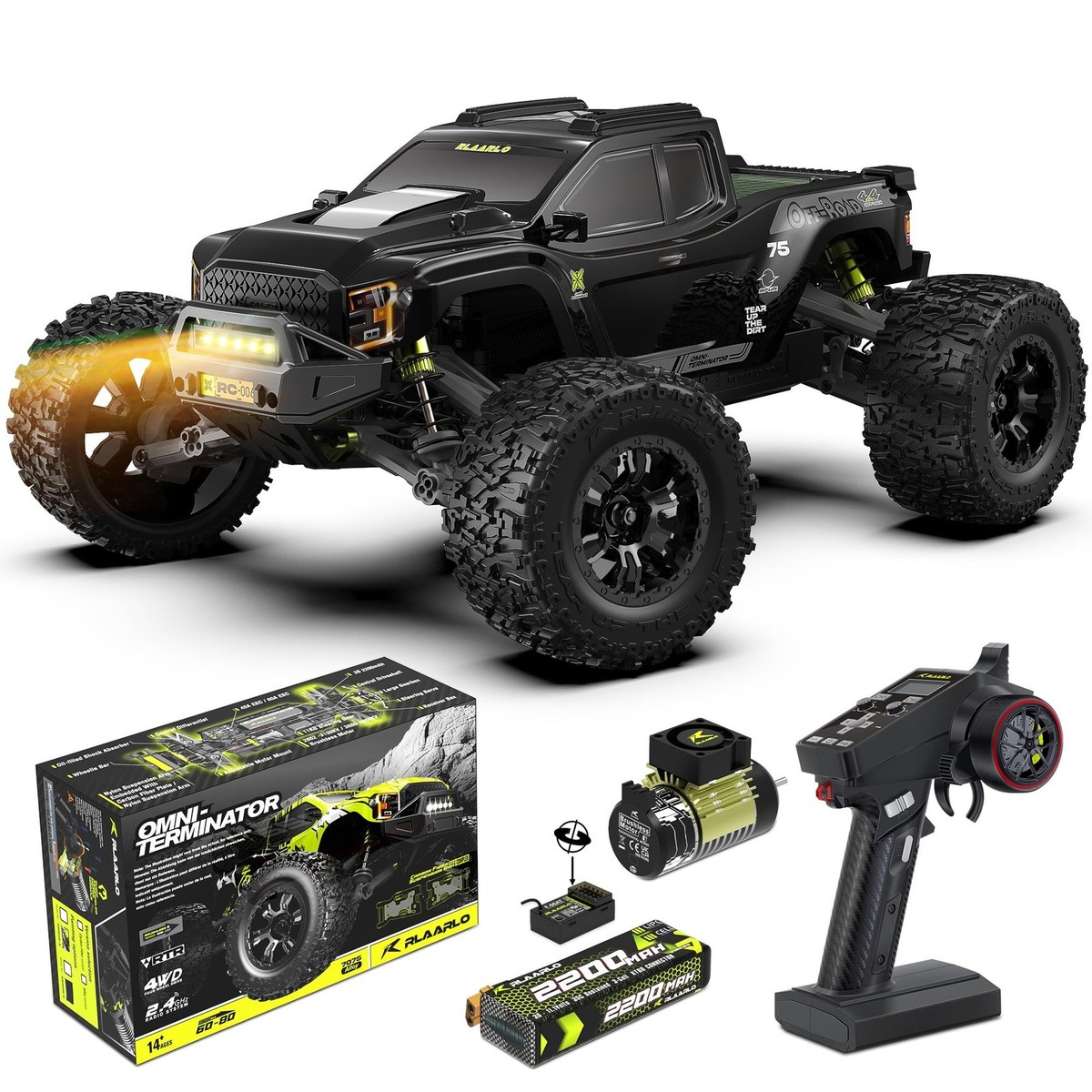 RIAARIO 1/10 Brushless RC Cars, Monster Truck, 50+ MPH, 4WD