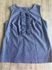 Banana Republic Sleeveless Wool Top with Ruffle Front (Size 12)