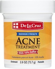 De La Cruz 10 Sulfur Ointment, Cystic Acne Treatment Face, Body 2.6oz jar