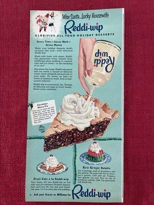 Vintage 1951 Print Ad Reddi-Wip Advertisement Christmas Mince Pie