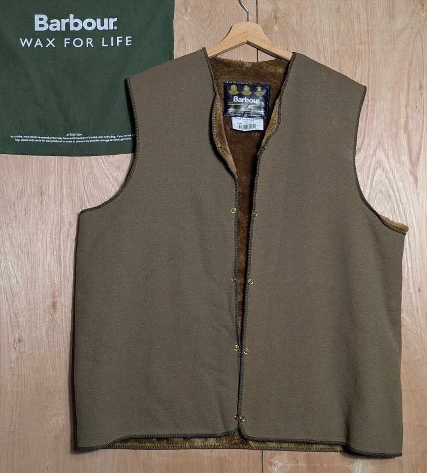 Barbour A295 Pile Lining Waistcoat Brown Size 36 in Chest Liner Vintage, photo 1 of 4