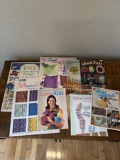 Lot 9 Vintage Crochet Knit Cross Stitch Design Booklet Learn How to DIY Bundle