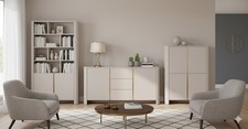 Wohnwand / Wohnzimmer-Set BARI 3-teilig Kaschmir / Gold – Regal, Kommode,Schrank