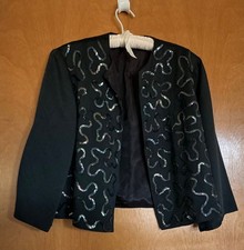 Vintage Colorful Sequined Black Jacket / Blazer for Evening Wear Coverup