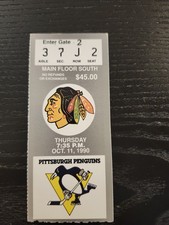 1990 Blackhawks Vs Pens - Jeremy Roenick Hat Trick Ticket Stub - Jagr Rc Year