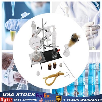 New 500ml Lab Distillation Apparatus Essential Oil Pure Water Glassware Kits