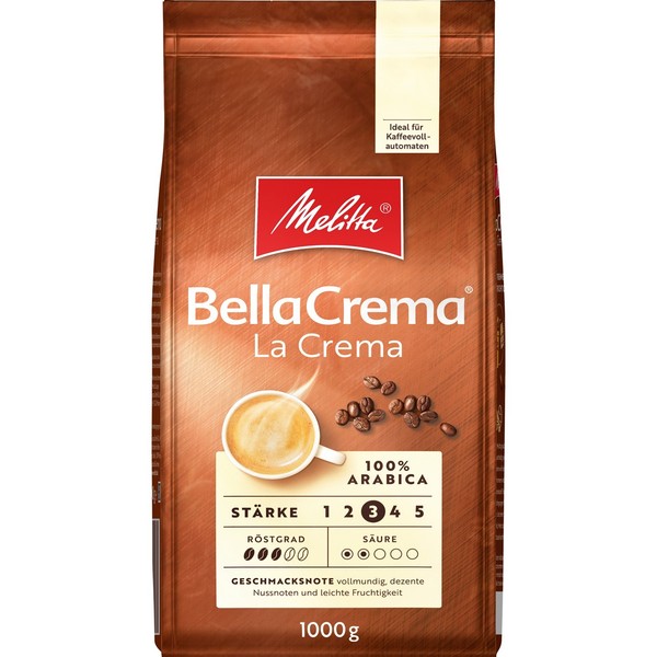 Melitta Bella Crema La Crema Arabica Bohnen Mit Starke Aroma ZwischenröStung 1Kg-image