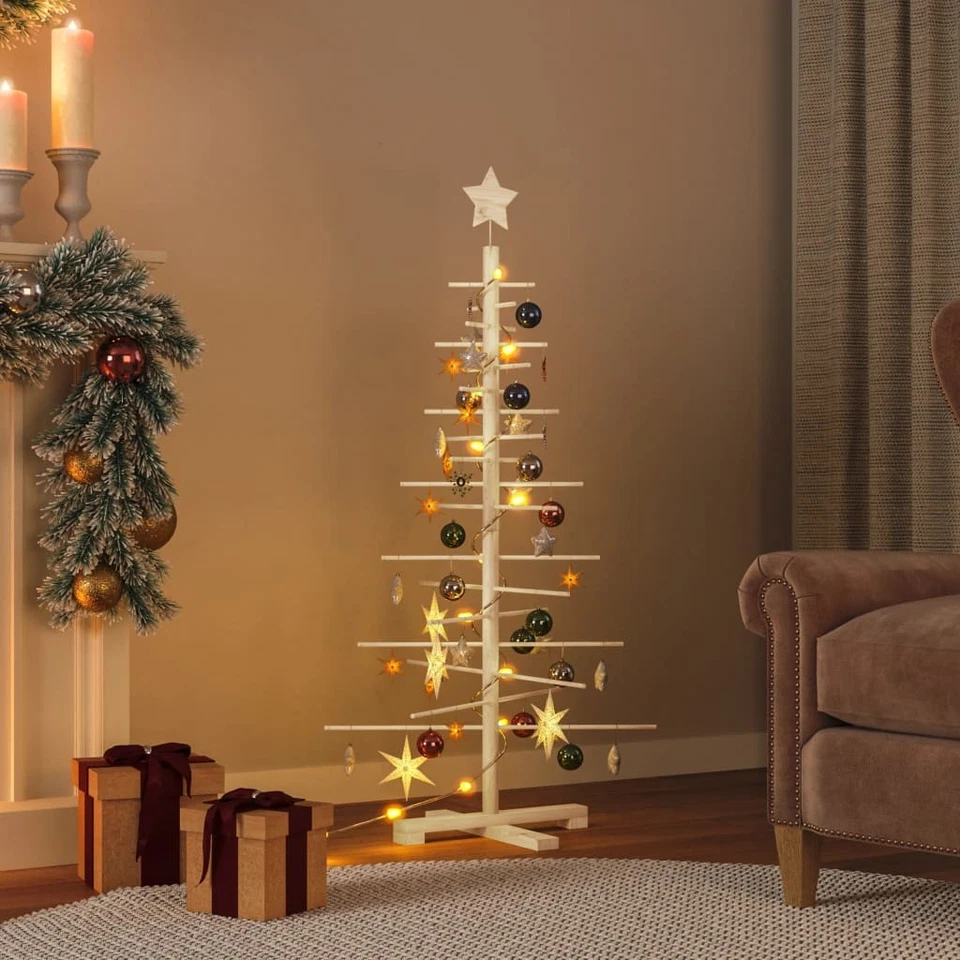 Albero di Natale Decorativo in Legno 150 cm Legno Massello Pino vidaXL - Immagine 2 di 4