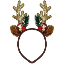 Christmas Headbands for Women - Glitter Christmas Reindeer Antlers Headband -