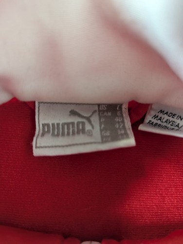 Puma Red White Full Zip Track Jacket Pockets Active Wear Boys Size L Youth - Picture 3 of 4