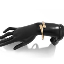 Chunky Waterdrop Wide Metal Bangle - Gold & Silver Open Statement Jewelry