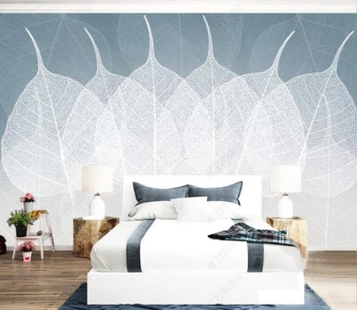 3D White Leaf Texture G9727 Wallpaper Wall Murals Removable Self-adhesive Honey