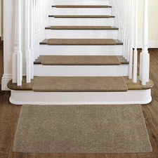 Bullnosed Carpet Stair Tread Cover 14Pcs+Landing Mat Set Self adhensive PURE ERA