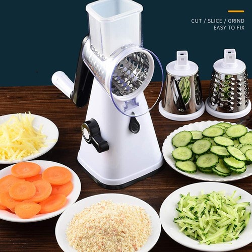 Multifunction Vegetable Slicer Cutter Grater Manual Food Chopper Machine 3-Blade - Picture 12 of 12