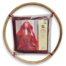 Vintage Linens N Things Red Velvet Beaded Fantasy Bed Canopy