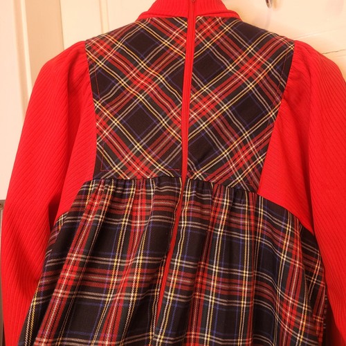 Vintage Maternity Dress Size Medium Black Stewart Tartan Plaid Red Maxi MCM 60s - Picture 11 of 20