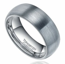 8mm Men's or Women Tungsten Carbide Domed Brushed Finish Wedding Band Ring