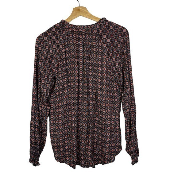 Boutique Mason & Belle Pink & Blue Printed Long Sleeve Blouse S View 2