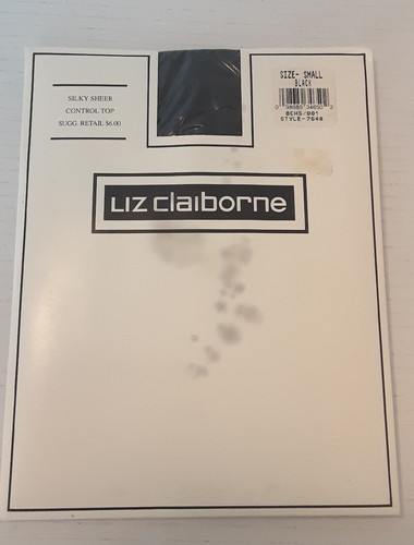 Vtg Liz Claiborne Size Small Silky Sheer Control Top Black Pantyhose Nylons