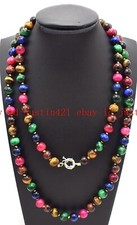 100 Natural 8/10mm Multicolor Tiger's Eye Round Gemstone Beads Necklace 16-100"
