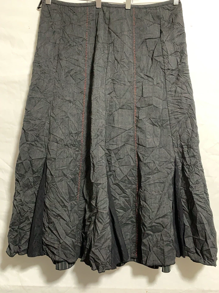 East black & grey lined casual long flare maxi skirt size 16 - Image 4 of 4