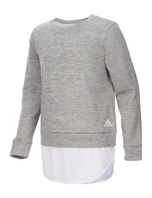 New Adidas Girls Dual Long Sleeve Sweatshirt Size Large MSRP $40.00