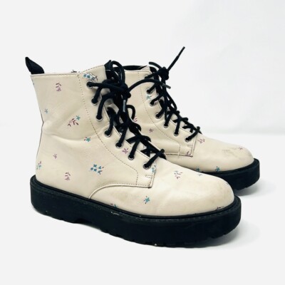 Zara Girl Floral Combat Boots, Size